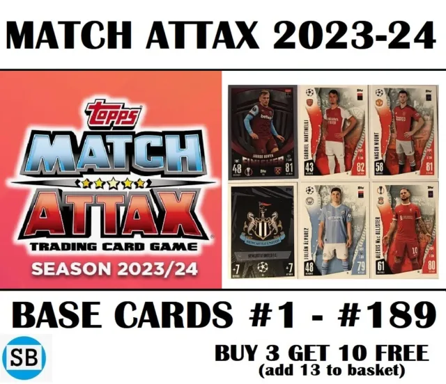 Match Attax 2023/24 2024 Champions League Base Cards Numbers 1 - 189