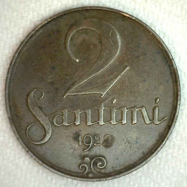 1922 Latvija 2 Santimi Bronze Coin Latvia Very Fine VF