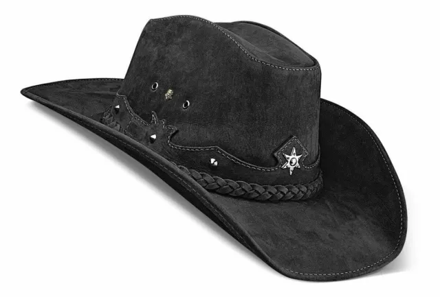 Cappello da cowboy Cappelli western in vera pelle nera Cowgirl Womens...