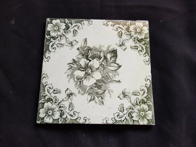 One Reclaimed Antique 6" x 6" Grey Victorian Tile Tiling Kitchen Décor (BTS30)