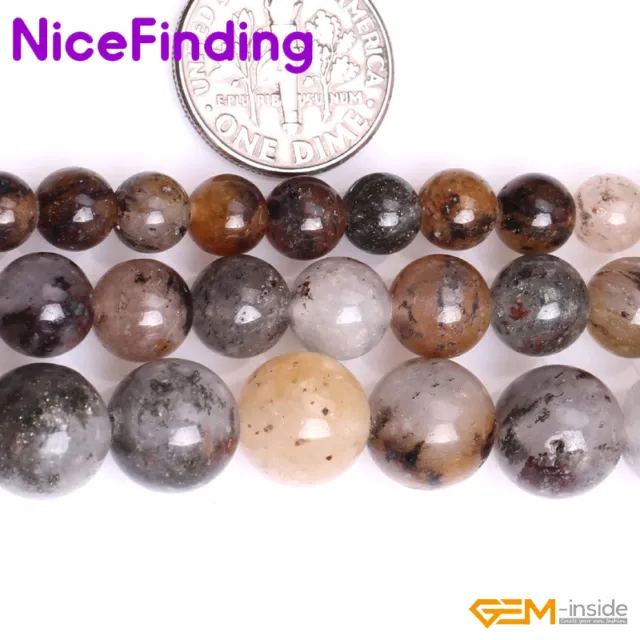 Natural Multi Color Lodolite Quartz Stone Beads For Jewelry Making Strand 15" NF