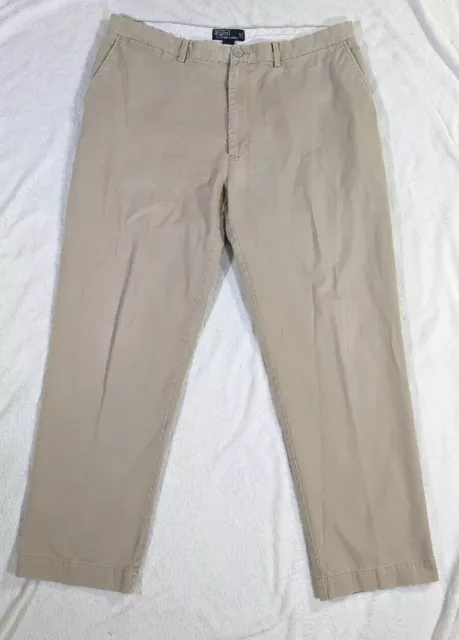 Vintage Polo Ralph Lauren Chino Pants Mens 40 x 30 Beige Flat Front Classic Fit