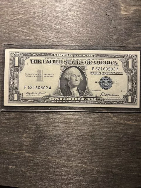 1957 One Dollar Blue Seal Note Silver Certificate Bill $1 Sequential PLU4008