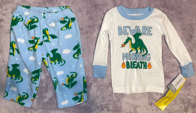 NWT Carters Infant Boy Pajama Set Shirt Pants 2 Pc Baby 12 Months Dragon Infant