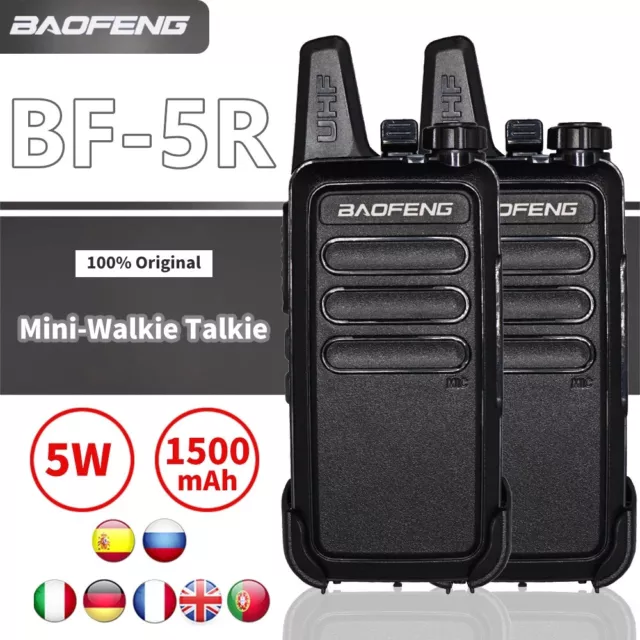 2pcs Baofeng BF-R5 UHF Long Range Two Way Radios 2W High Power Walkie Talkies