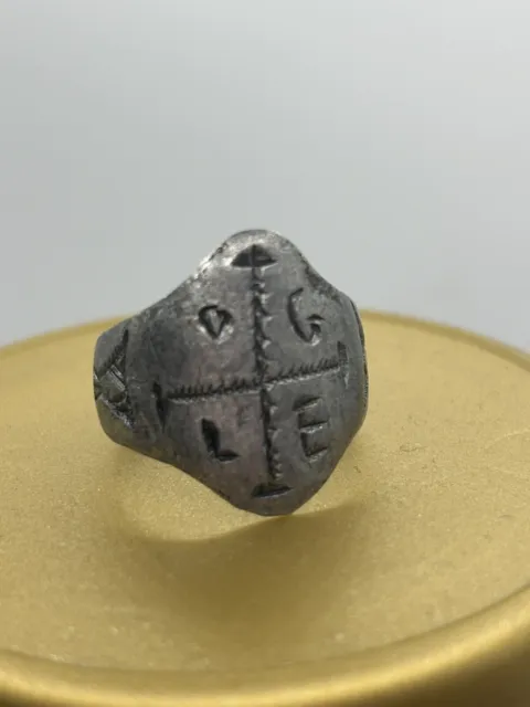 Ancient Byzantine Silver Seal Ring