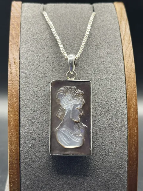 Vintage Hand Carved Cameo Pendant Sterling Silver *Pendant Only*