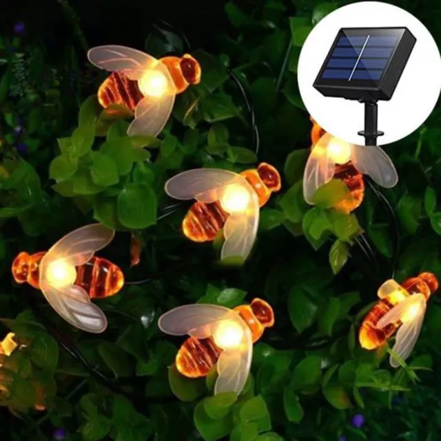 Guirlande solaire extérieur 20 LED Abeilles 5 m Blanc chaud