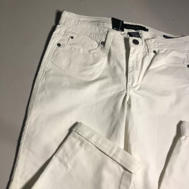 calvin klein jeans womens 10 white cropped Pockets Ck Solid Pantalones nwt s23 2