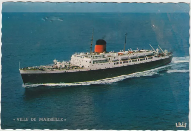 carte postale paquebot VILLE DE MARSEILLE Compagnie Générale Transatlantique