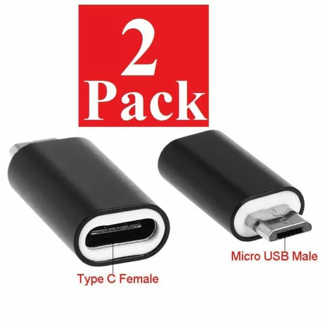 2 Pack USB 3.1 Type C Female to Micro USB Male Adapter Converter Connector USB-C