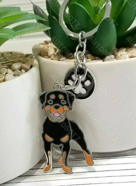 ROTTWEILER Dog Key chain Keyring with bells Puppy Keychain Charm Rott