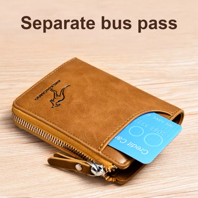 Mens RFID Blocking Leather Wallet Credit Card ID Holder Zipper Purse Waterproof 7