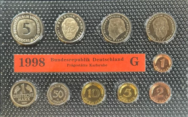 Kursmünzensatz 1998 G - DM - BRD - Deutschland Kursmünzen - KMS - stempelglanz