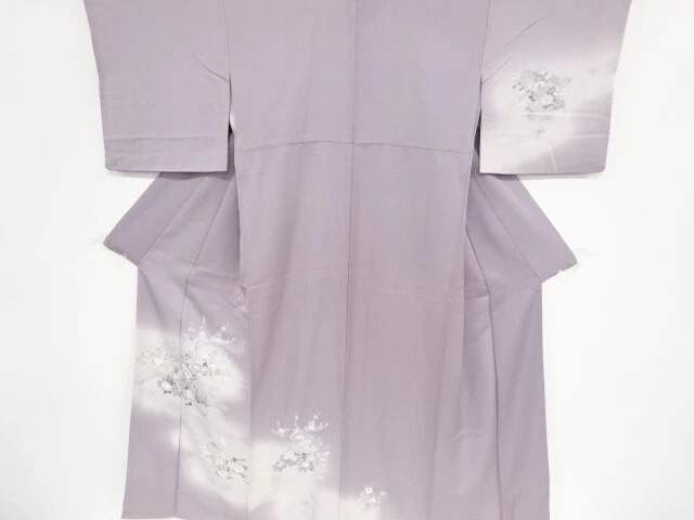 45746# Japanese Kimono / Antique Kimono / Stream With Floral Plants