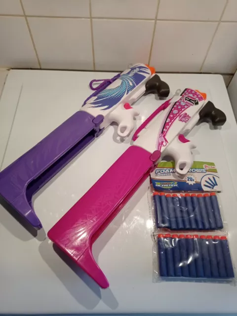 Lot De 2 Nerf Rebelle A Pompe Repliables + Sachet De 20 Flèches Génériques