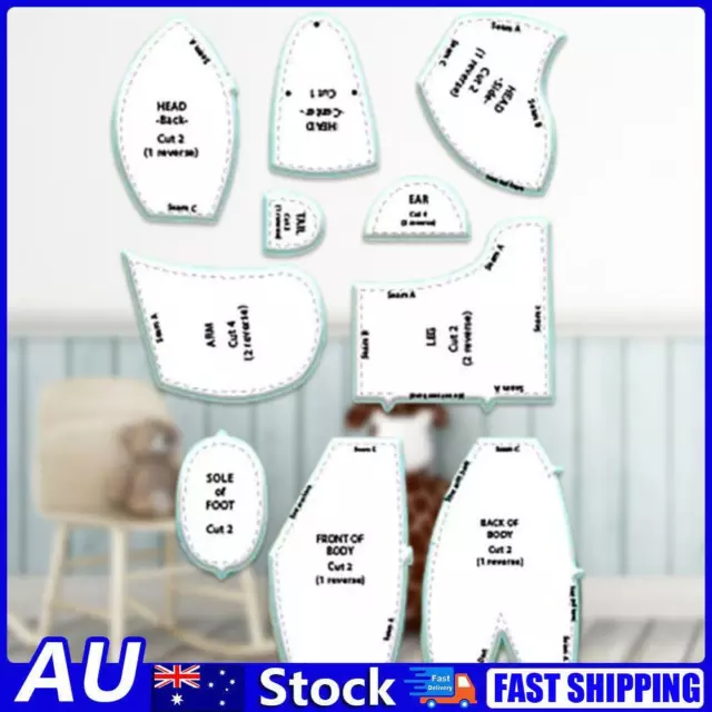 AU 10Pcs Memory Bear Sewing Set Transparent Memory Bear Template Ruler Tool Acry