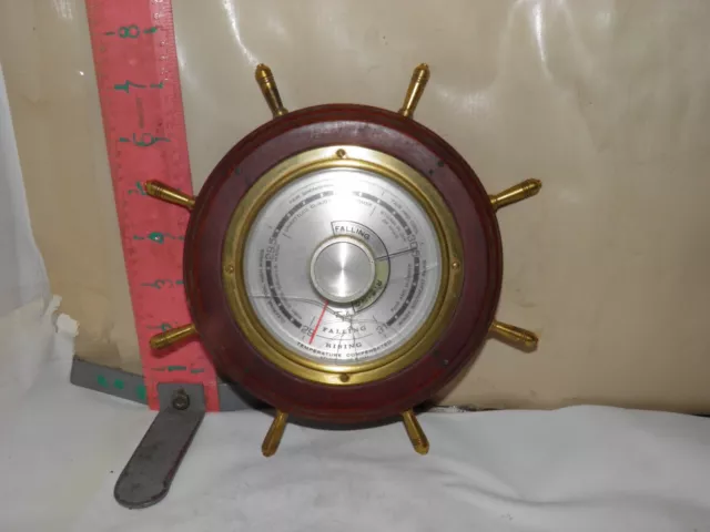 Taylor Stormoguide Ship's Wheel Barometer - Works Fine , Plastic Cover Cracked