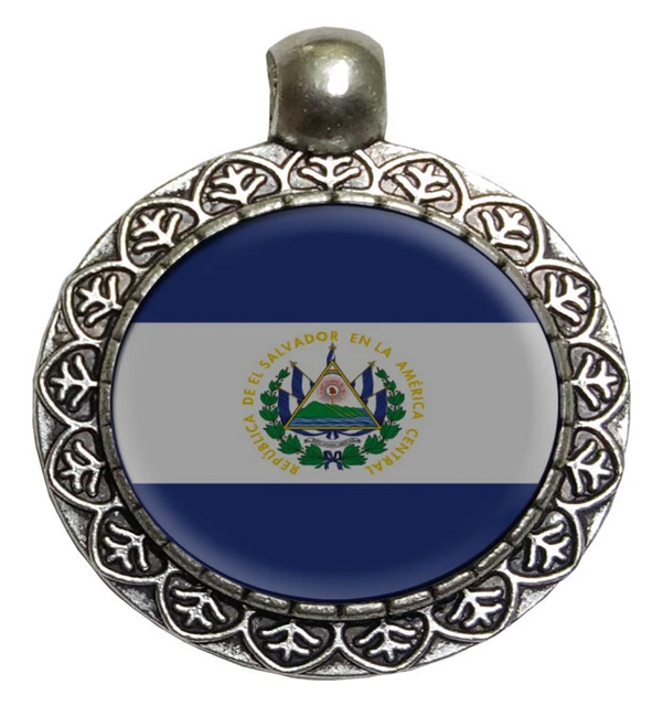 El-Salvador Handmade National Flag Pendant Chain Locket with Hook (L-175)
