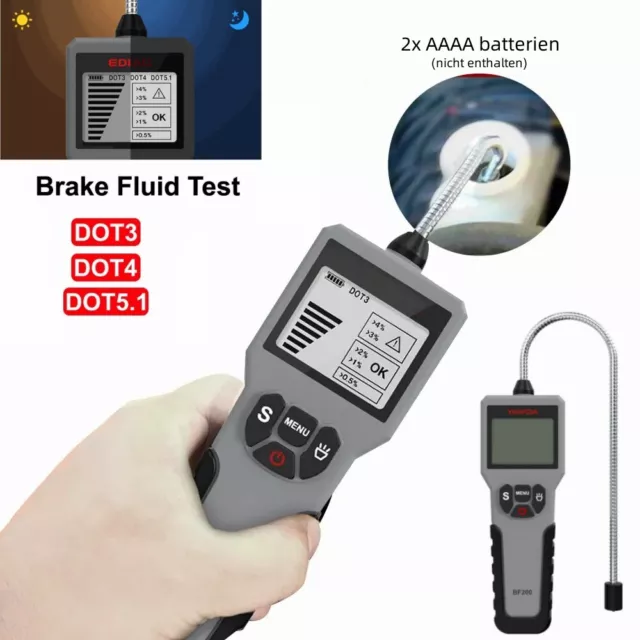 LCD Bremsflüssigkeitstester Auto DOT3-5.1 Bremsflüssigkeitsprüfer KFZ Testgerät