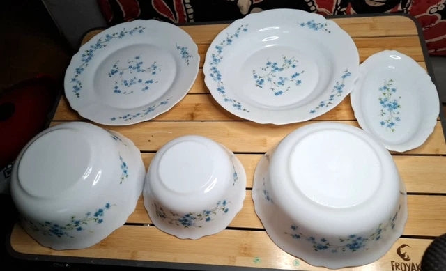 Lot De 6 Coquetiers Anciens Arcopal Veronica – Décor Myosotis Fleurs Bleues
