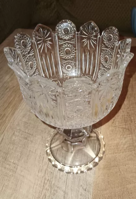 SHANNON CRYSTAL PINWHEEL Paneled Footed Candy Dish Bowl