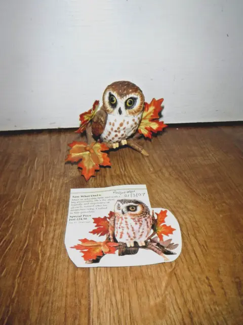 Beautiful Lenox Saw-Whet Owl & Oak Leaves Figurine ~ Excellent