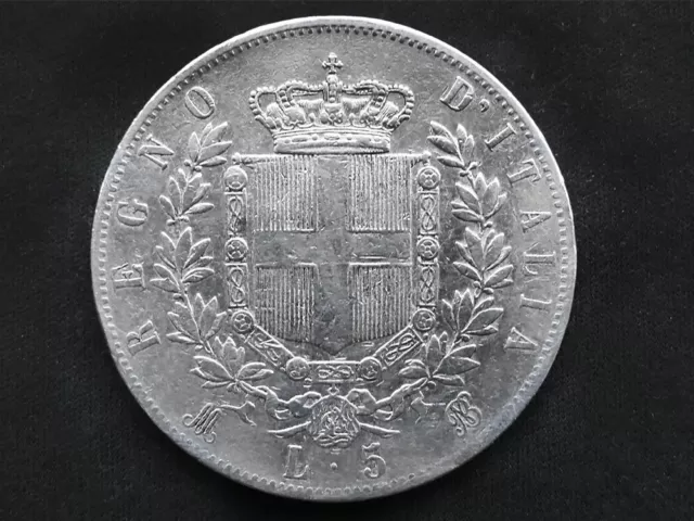 Moneta da 5 Lire Vittorio Emanuele II del 1874 Zecca di MILANO in Argento 2