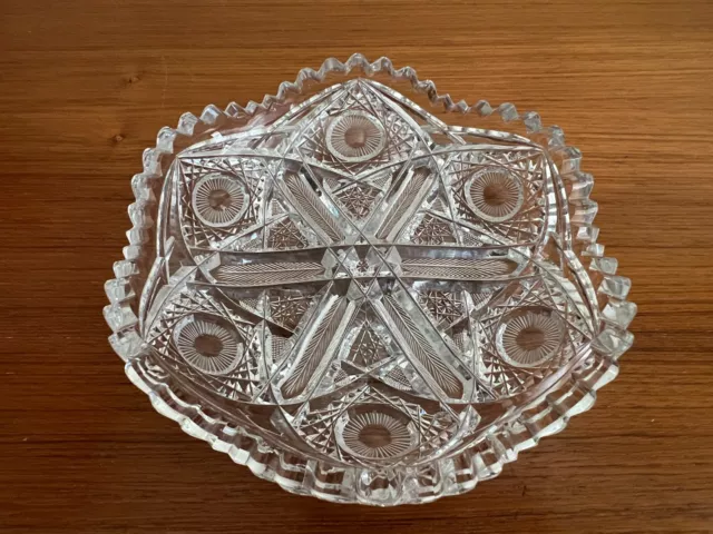 Vintage ABP American Brilliant Period Cut Crystal Dish Bowl, 7" Dia x 1 1/2" H