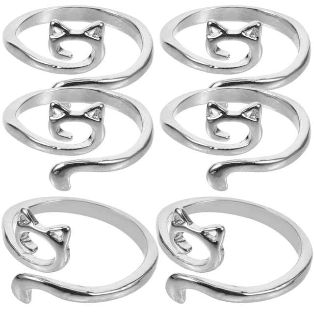 6Pcs Sewing Knitting Rings Decorative Finger Rings Creative Shaped Crochet