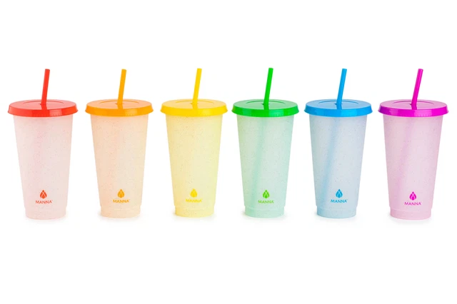MANNA Color Changing Glitter 10.5 x 4.5 Polypropylene Tumblers Set of 6