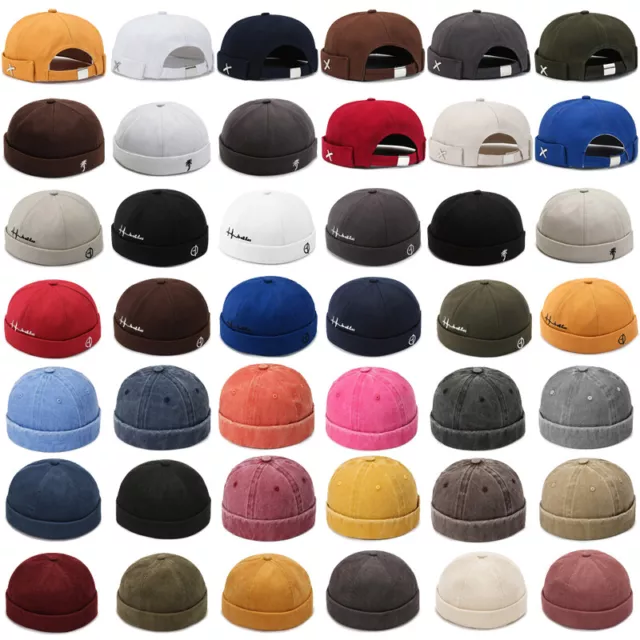 ❀Hombres Mujeres Color Liso Gorra Gorra Informal Docker Marinero Sin ala Hip Hop Reino Unido