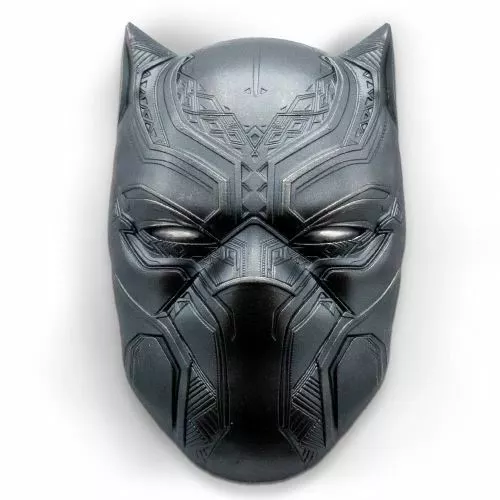 Marvel Black Panther Mask 2oz Silver Antiqued Domed Coin $5 Fiji 2021