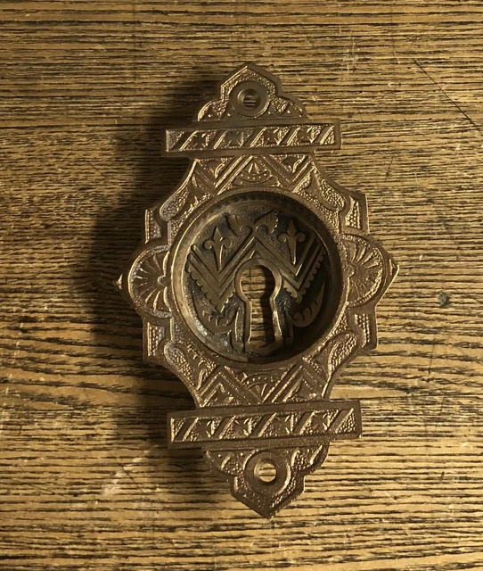 Antique Victorian Highly Ornate Cast Brass Pocket Door Pull C1880’s