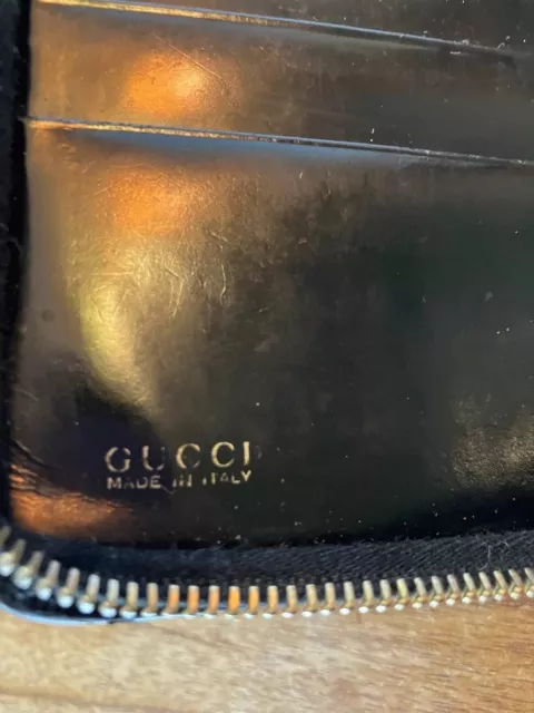GUCCI ZIP AROUND Wallet Black Smooth Leather Bamboo $49.99 - PicClick
