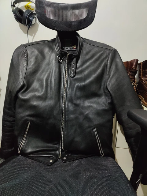 schott mens leather jacket XL black