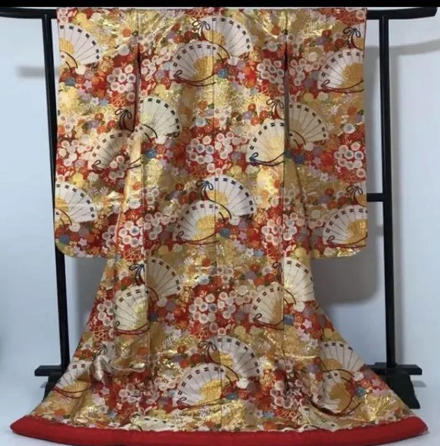 Japanese Kimono Iro-Uchikake Luxurious Wedding Pure Silk Gold embroidery