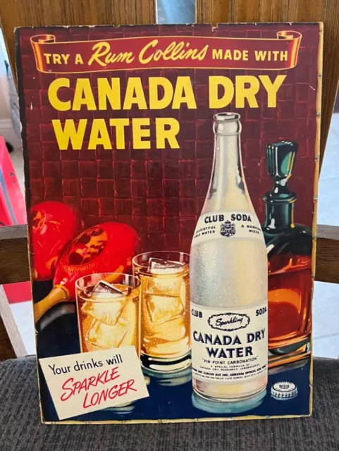Rare Canada Dry Club Soda Water Cardboard Sign Canada Dry Ginger Ale New York Ny