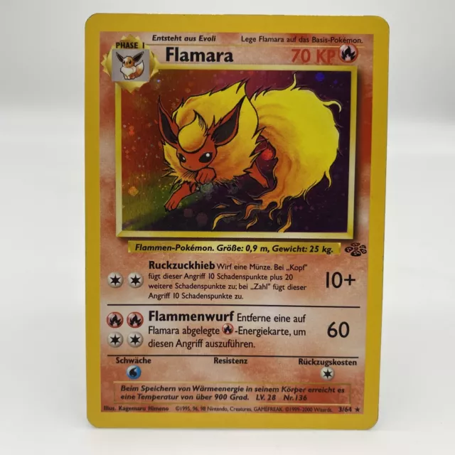 Pokémon Flamara 3/64 DE Holo Rare Dschungel 1999