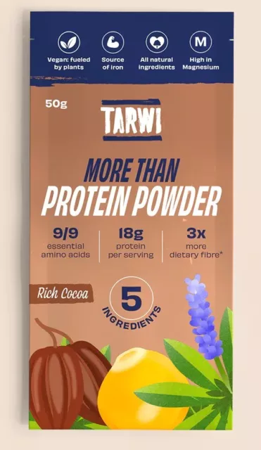 15 X 50g Tarwi Rich Cocoa Vegan Protein On The Go Sachets