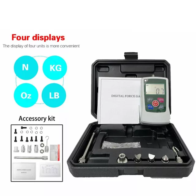 Push Pull Force Meter Digital Force Gauge Dynamometer Tester 5N 0.5kg 1.1Lb 18Oz