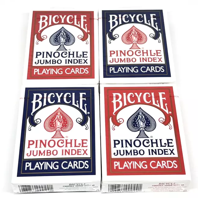 Bicycle Pinochle Jumbo Index Red/Blue Playing Cards (4 Decks)