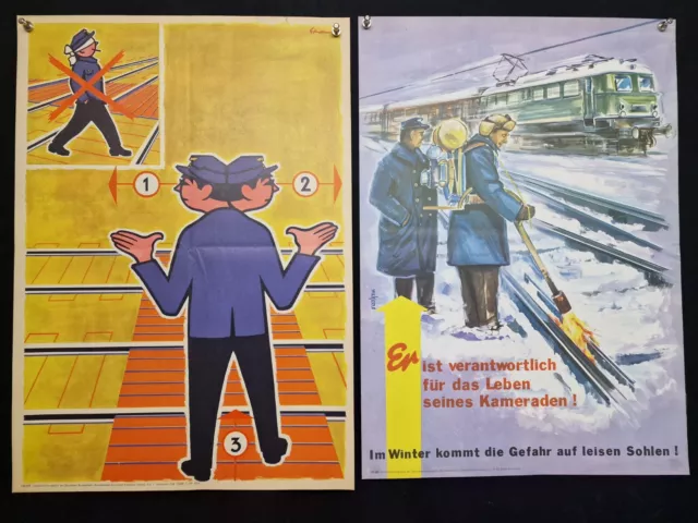 10 alte DB UVV DIN A2 Plakate 50er - 80er Jahre zum Thema Unfallverhütung #14