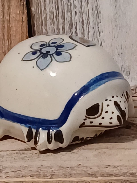 Vtg Mexican Tonala Pottery Turtle Figurine Signed Mexico With A Fish **Read
