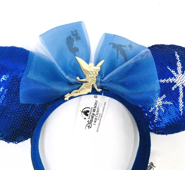 Disney Parks Shanghai Ears Tinker Bell Blue Christmas Peter Pan's Flight