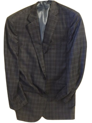 J Hilburn Sport Coat Navy Blue Plaid