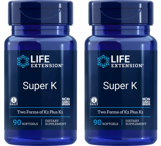 Life Extension Super K mit Vitamin K2 - 2 Dosen je 90 softgels - Vitamin k1