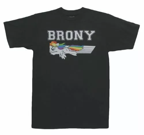 Adult Men's Hasbro My Little Pony Flying Brony Swoosh Color Black T-shirt Tee