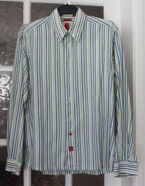 Mens PIERRE CARDIN PARIS Double Cuff Striped Slim Fit Dress Shirt Size M/39