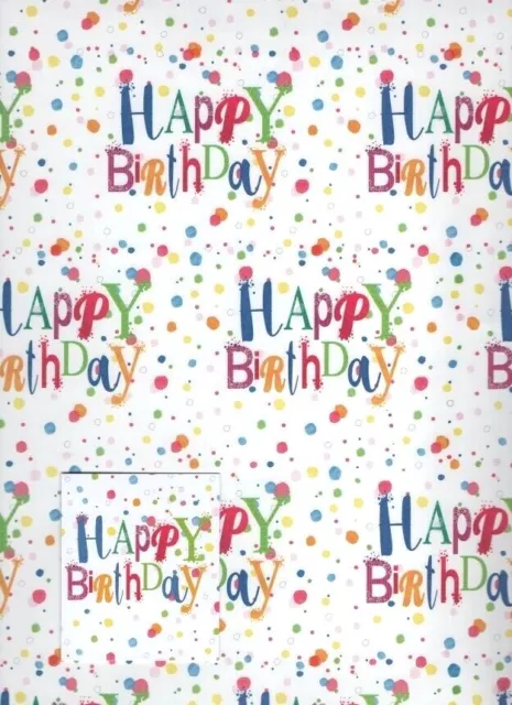 Hot Pink Birthday Girl Rainbow Wrapping Paper - 1 Sheet with Matching Gift  Tag